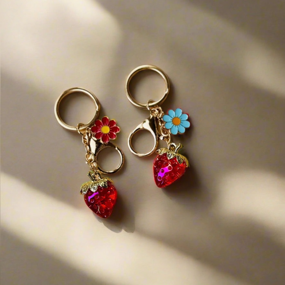 Strawberry Flower Bag Charms